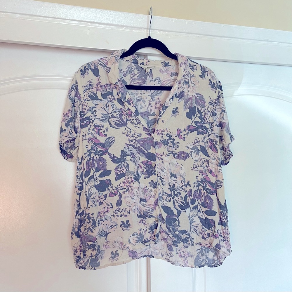Lucky Brand Short Sleeve Button Down Top